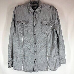BKE Gray And White Striped Button Up Shirt Size 2XL